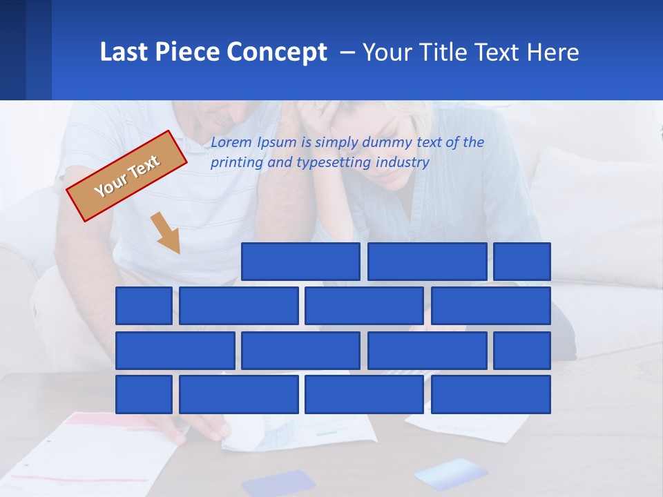 A Man And Woman Sitting On A Couch Looking At A Calculator PowerPoint Template