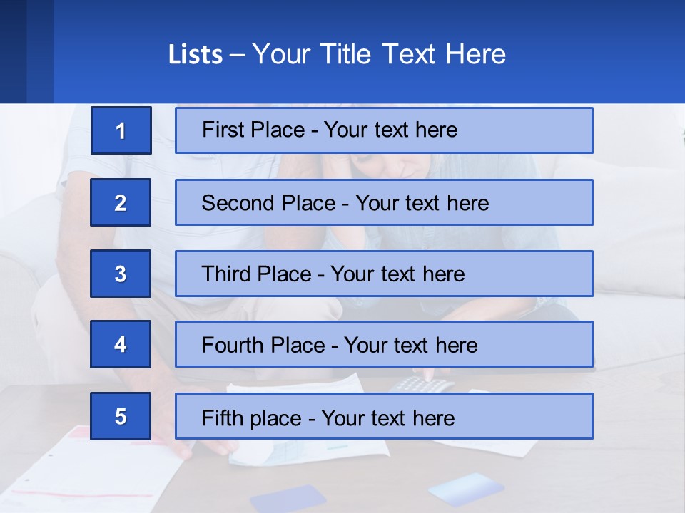 A Man And Woman Sitting On A Couch Looking At A Calculator PowerPoint Template