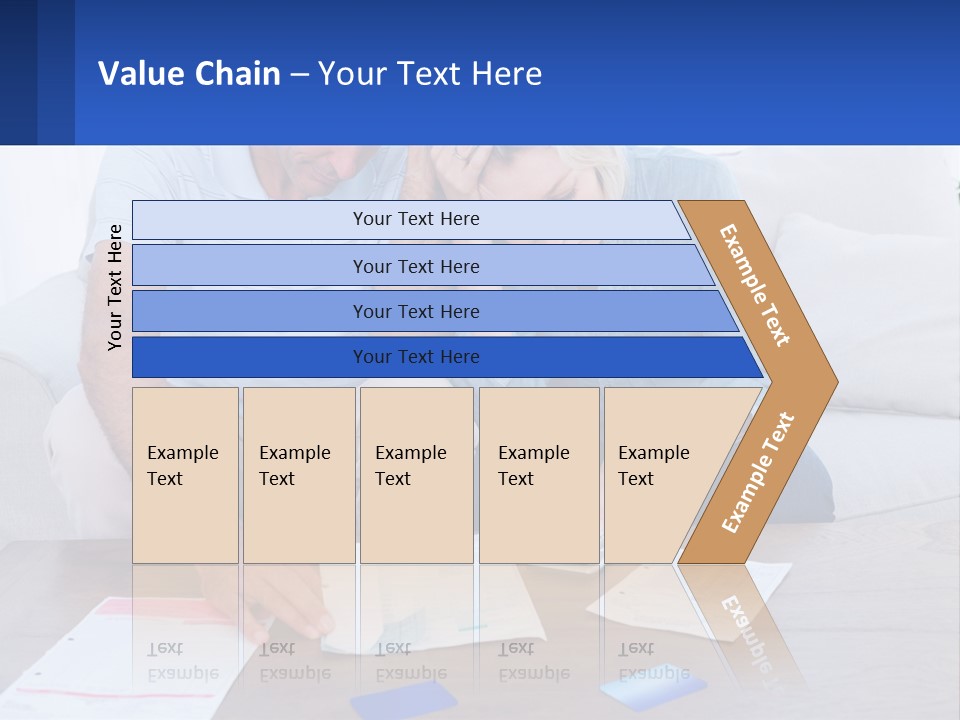 A Man And Woman Sitting On A Couch Looking At A Calculator PowerPoint Template