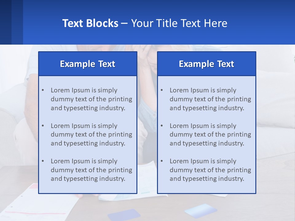 A Man And Woman Sitting On A Couch Looking At A Calculator PowerPoint Template