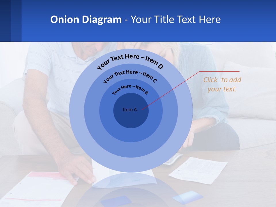A Man And Woman Sitting On A Couch Looking At A Calculator PowerPoint Template