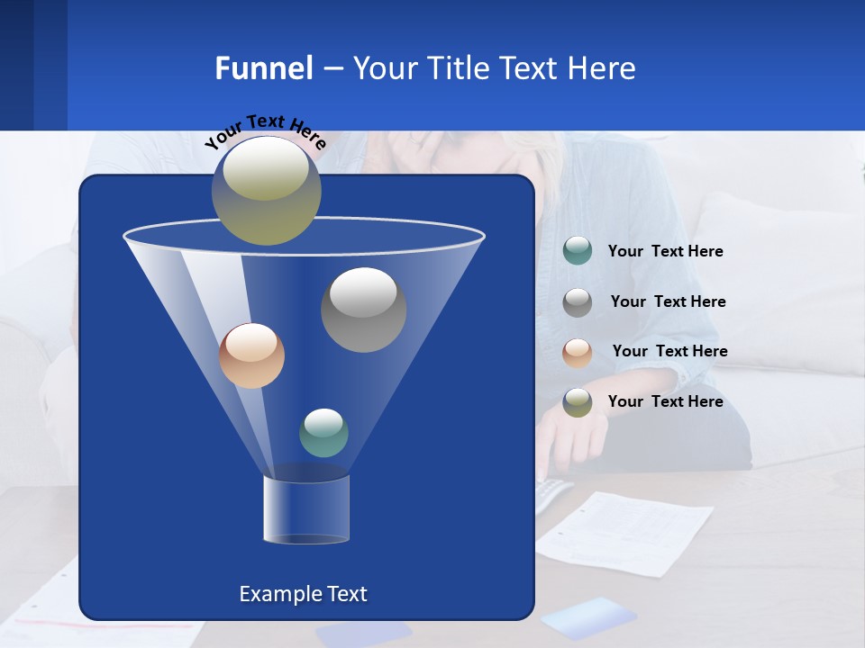 A Man And Woman Sitting On A Couch Looking At A Calculator PowerPoint Template