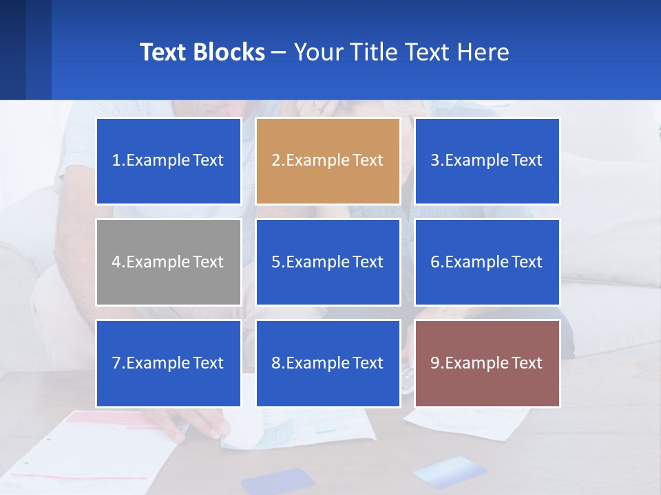 A Man And Woman Sitting On A Couch Looking At A Calculator PowerPoint Template