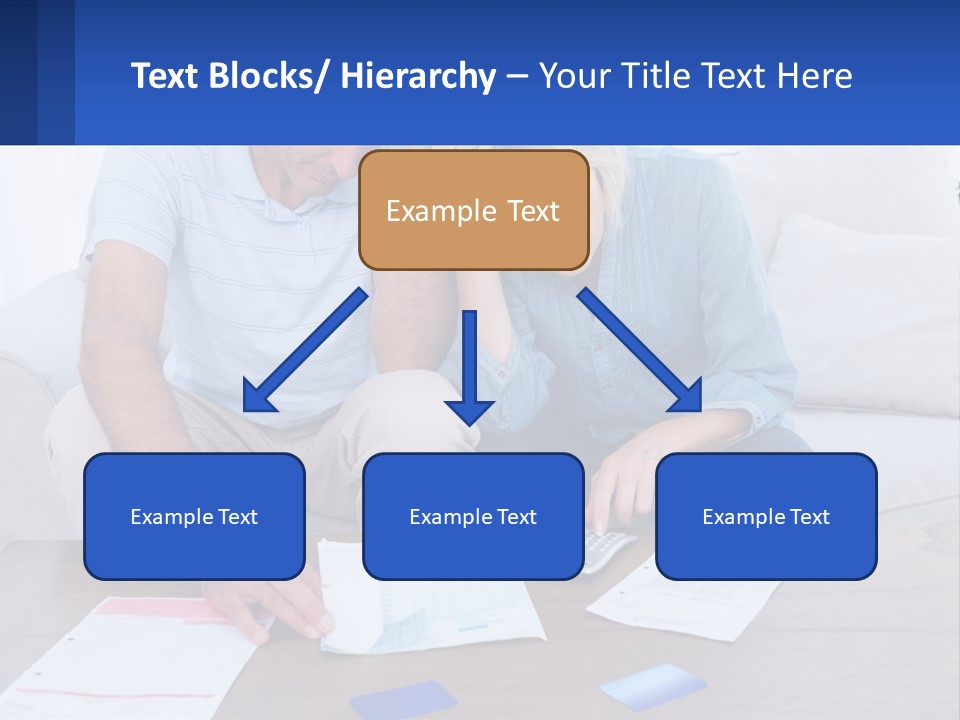 A Man And Woman Sitting On A Couch Looking At A Calculator PowerPoint Template