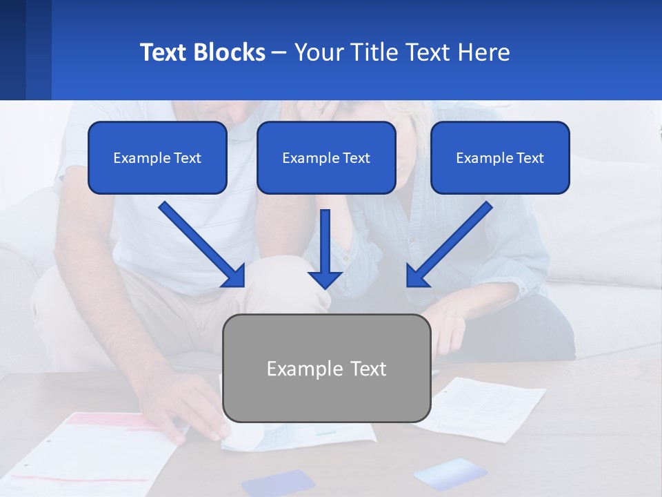 A Man And Woman Sitting On A Couch Looking At A Calculator PowerPoint Template