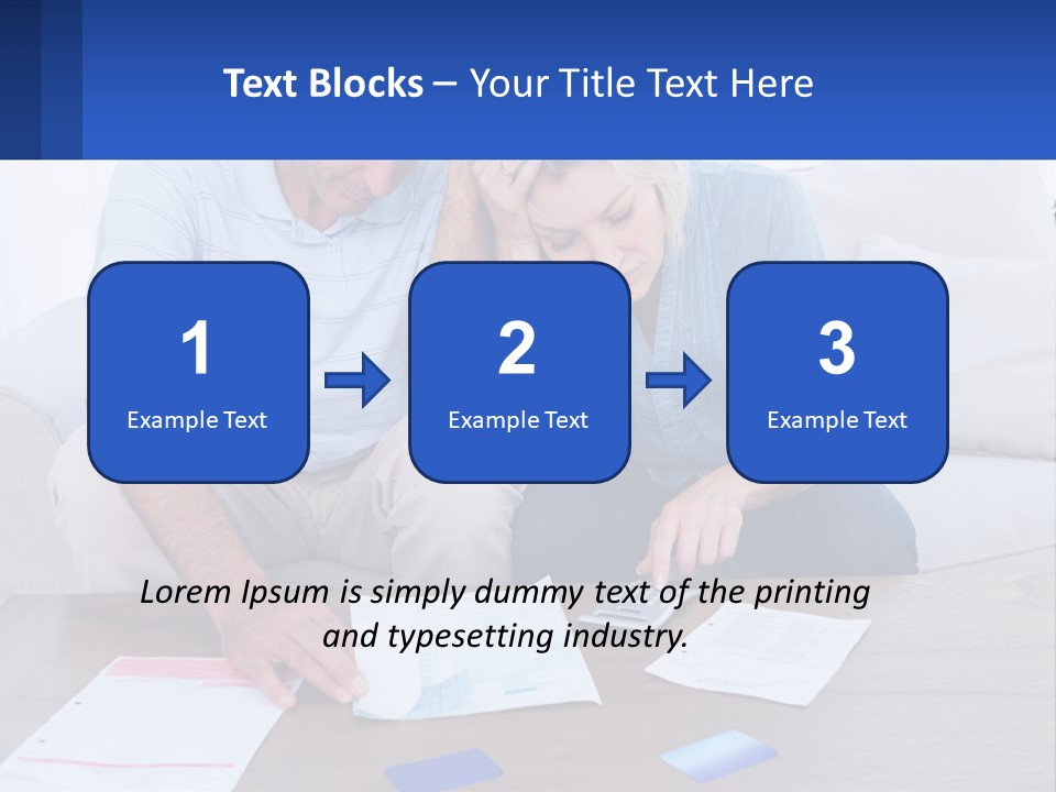 A Man And Woman Sitting On A Couch Looking At A Calculator PowerPoint Template