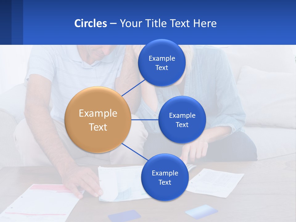A Man And Woman Sitting On A Couch Looking At A Calculator PowerPoint Template