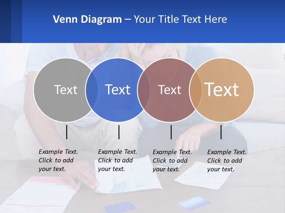 A Man And Woman Sitting On A Couch Looking At A Calculator PowerPoint Template