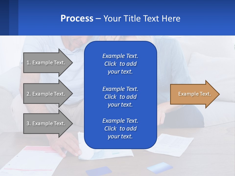 A Man And Woman Sitting On A Couch Looking At A Calculator PowerPoint Template