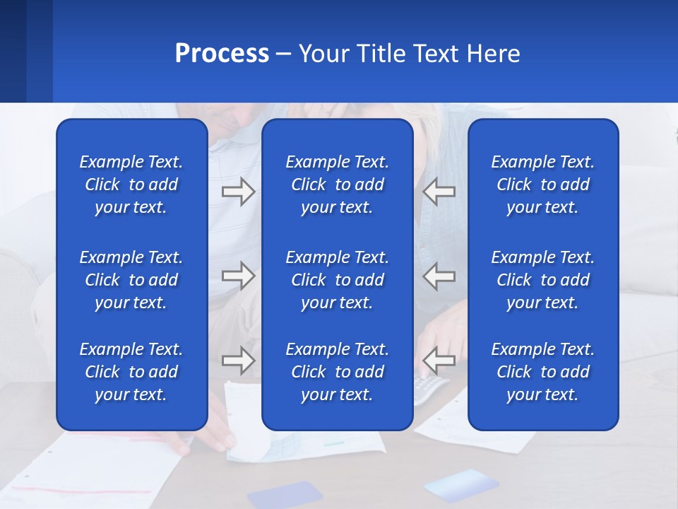A Man And Woman Sitting On A Couch Looking At A Calculator PowerPoint Template