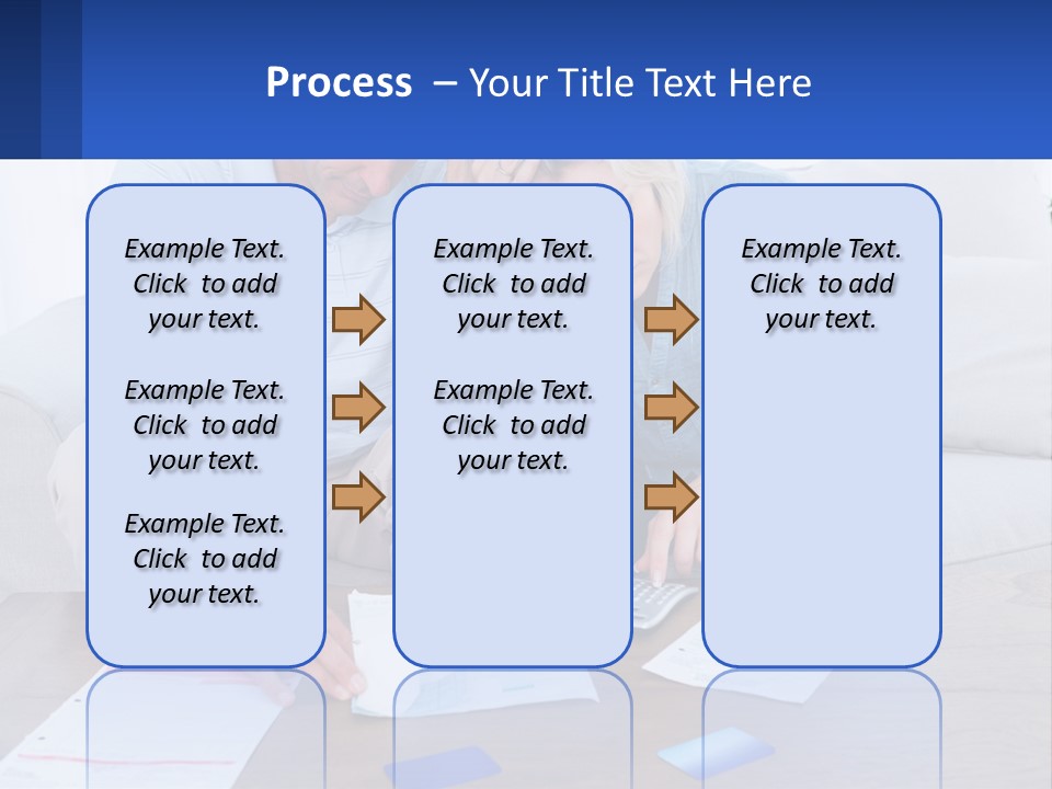A Man And Woman Sitting On A Couch Looking At A Calculator PowerPoint Template
