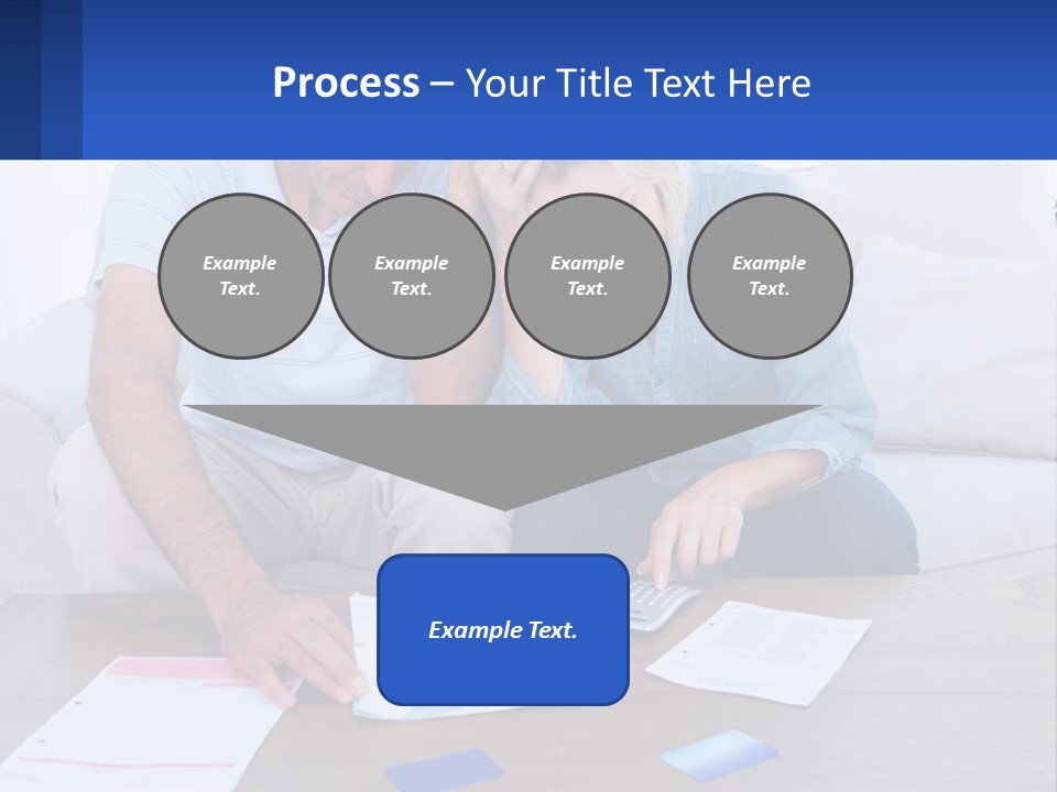 A Man And Woman Sitting On A Couch Looking At A Calculator PowerPoint Template