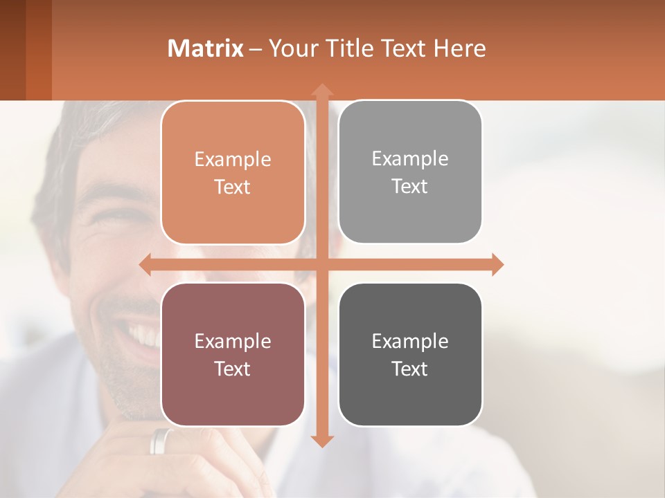 A Man Smiling With A Business Card In Front Of Him PowerPoint Template