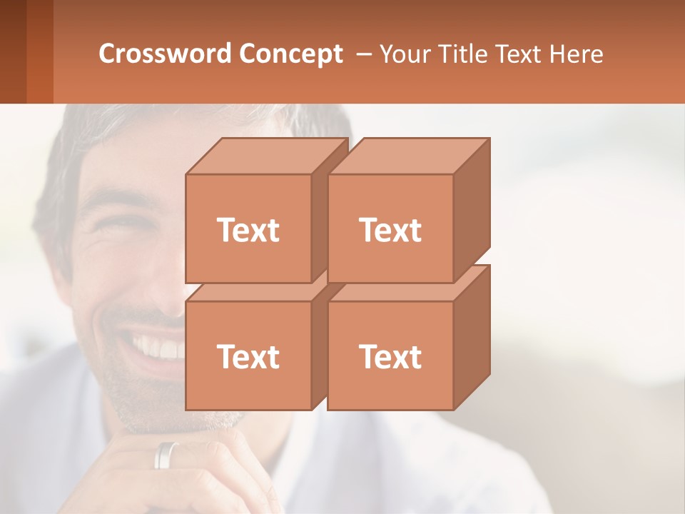 A Man Smiling With A Business Card In Front Of Him PowerPoint Template