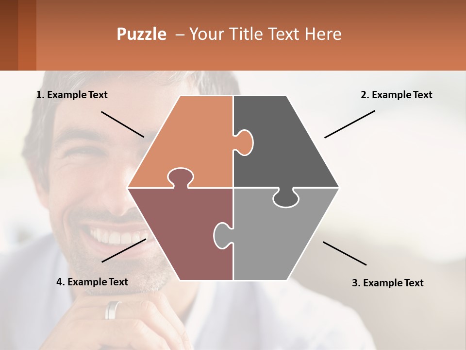 A Man Smiling With A Business Card In Front Of Him PowerPoint Template