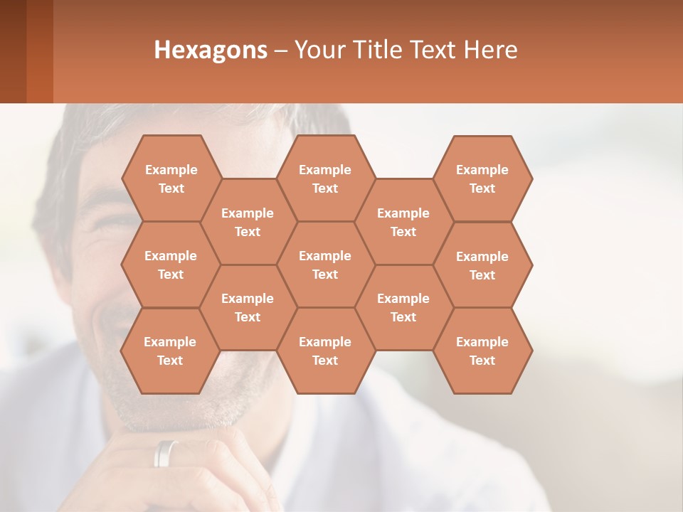 A Man Smiling With A Business Card In Front Of Him PowerPoint Template