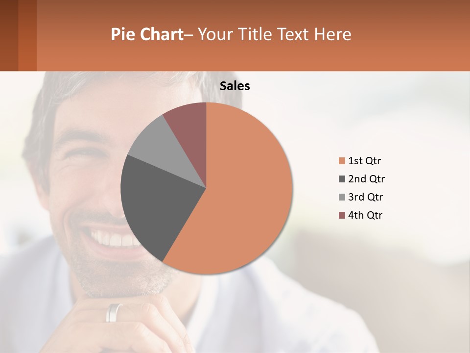 A Man Smiling With A Business Card In Front Of Him PowerPoint Template
