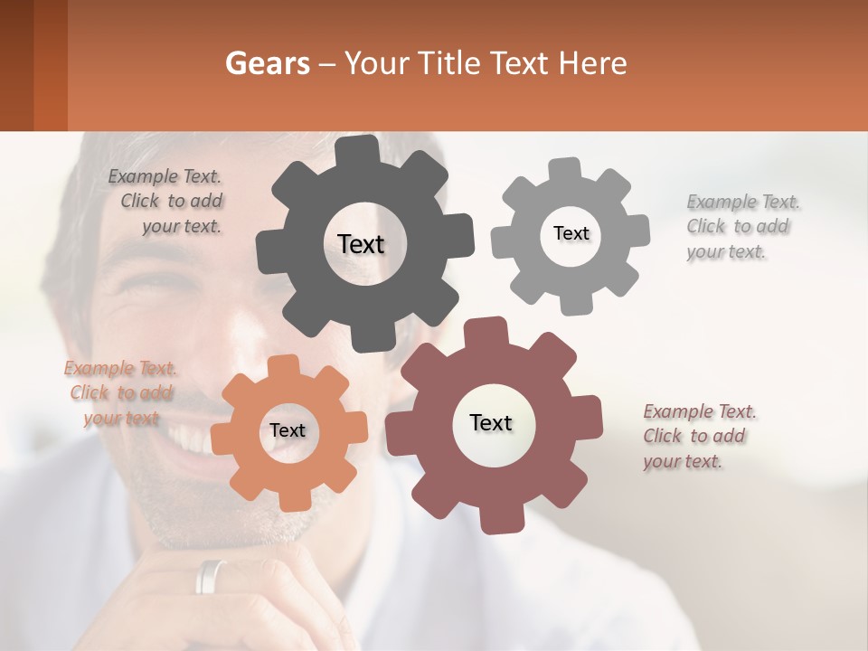 A Man Smiling With A Business Card In Front Of Him PowerPoint Template