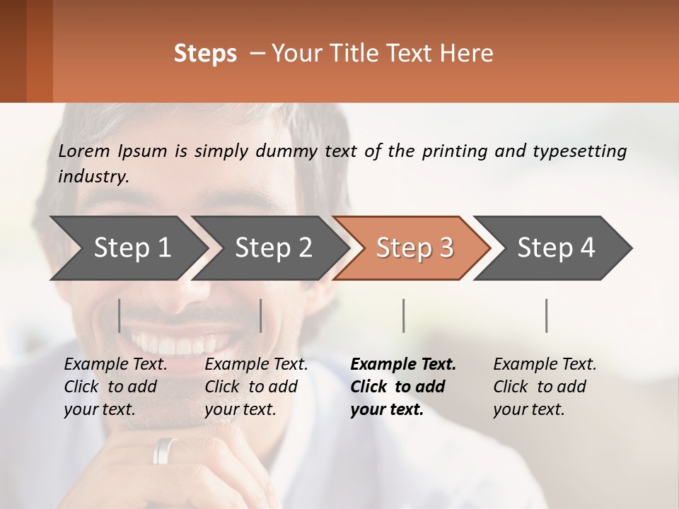 A Man Smiling With A Business Card In Front Of Him PowerPoint Template