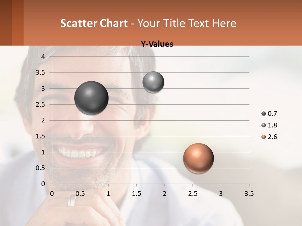 A Man Smiling With A Business Card In Front Of Him PowerPoint Template