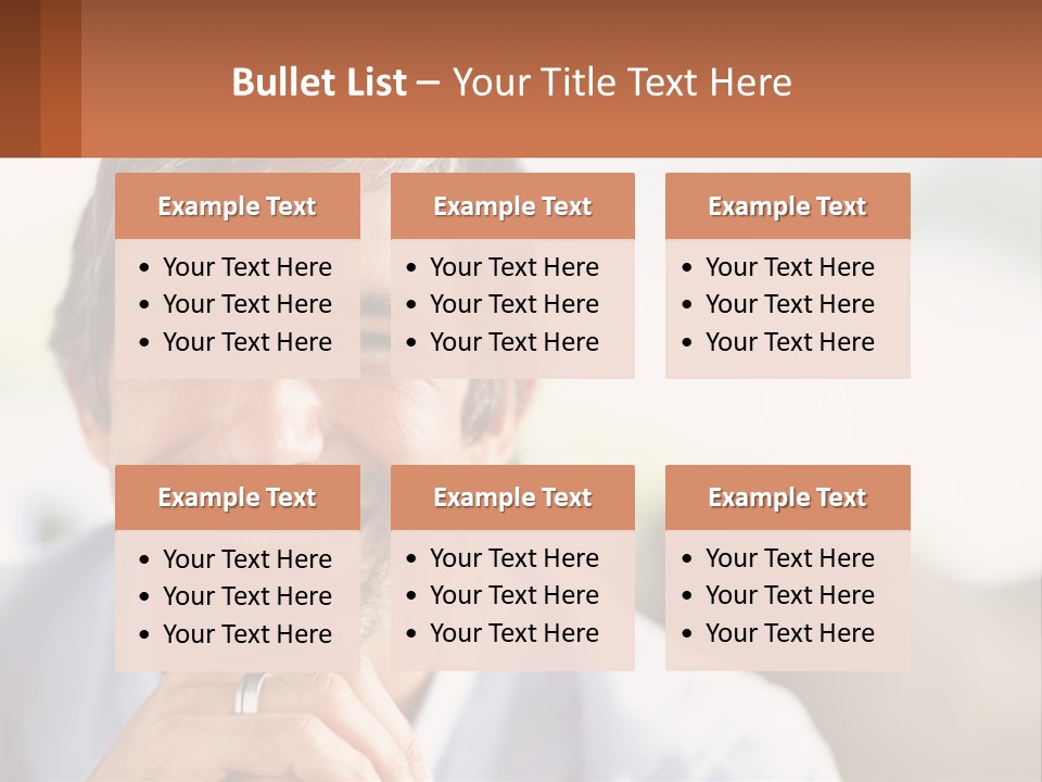 A Man Smiling With A Business Card In Front Of Him PowerPoint Template