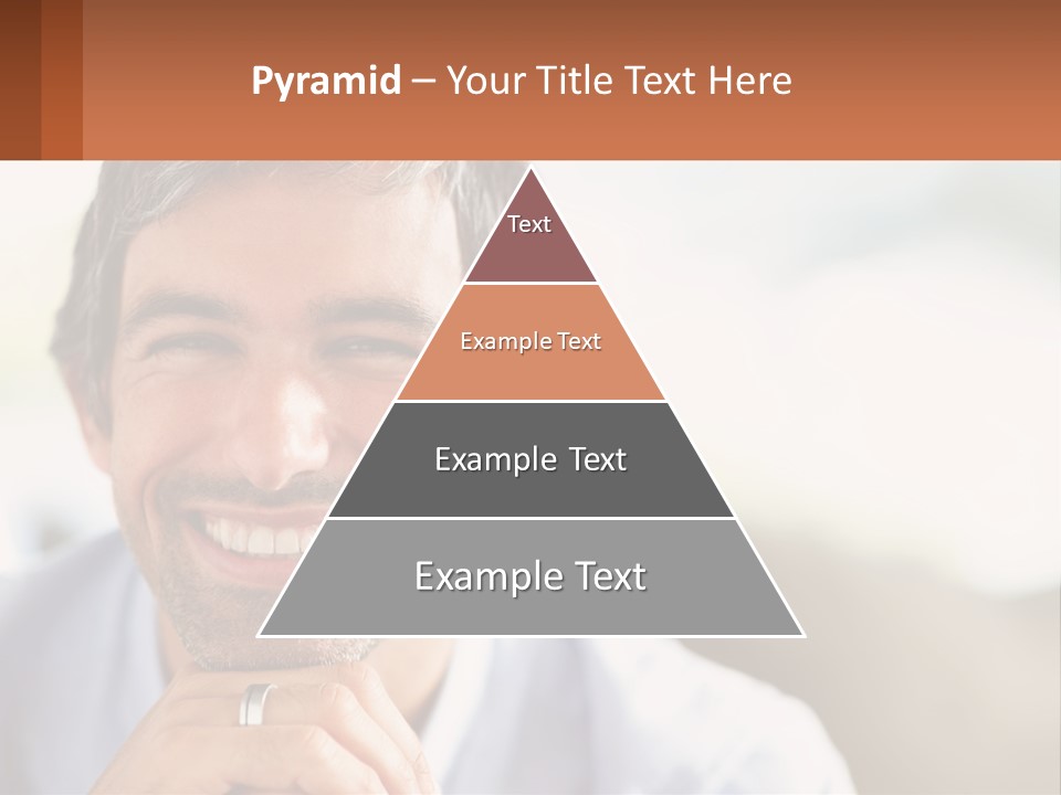 A Man Smiling With A Business Card In Front Of Him PowerPoint Template