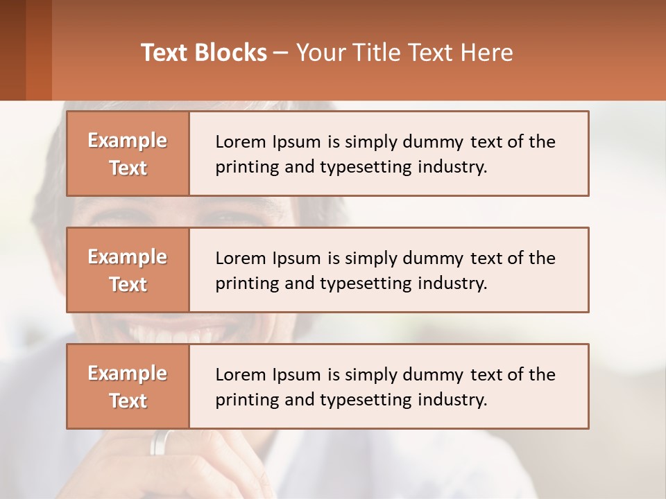 A Man Smiling With A Business Card In Front Of Him PowerPoint Template