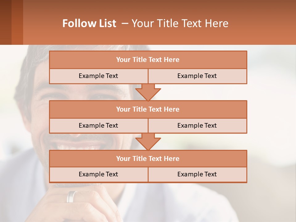 A Man Smiling With A Business Card In Front Of Him PowerPoint Template