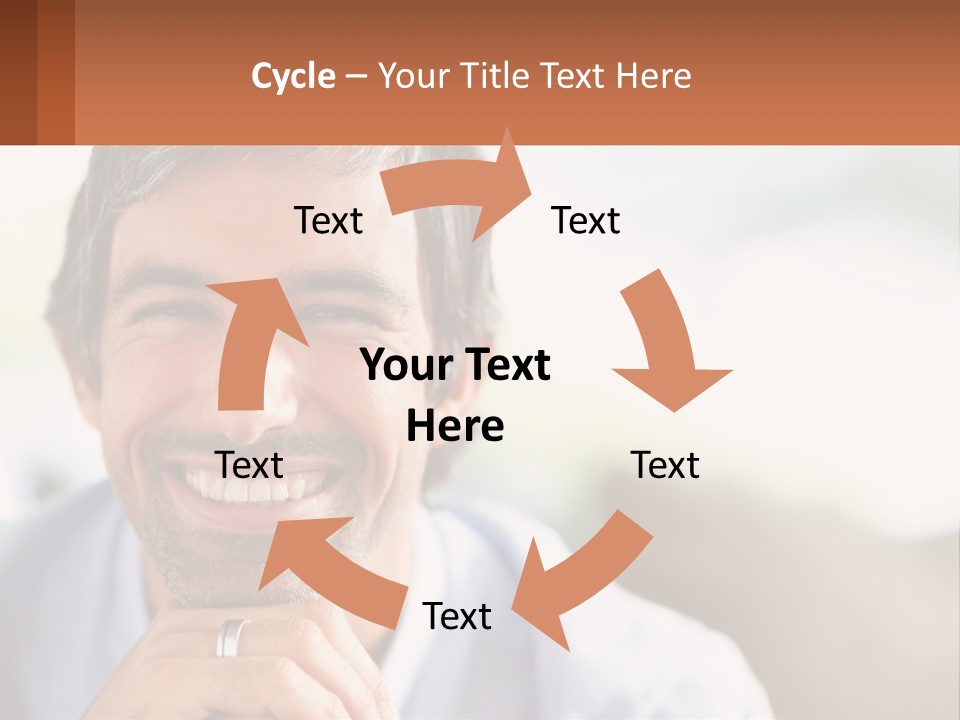 A Man Smiling With A Business Card In Front Of Him PowerPoint Template