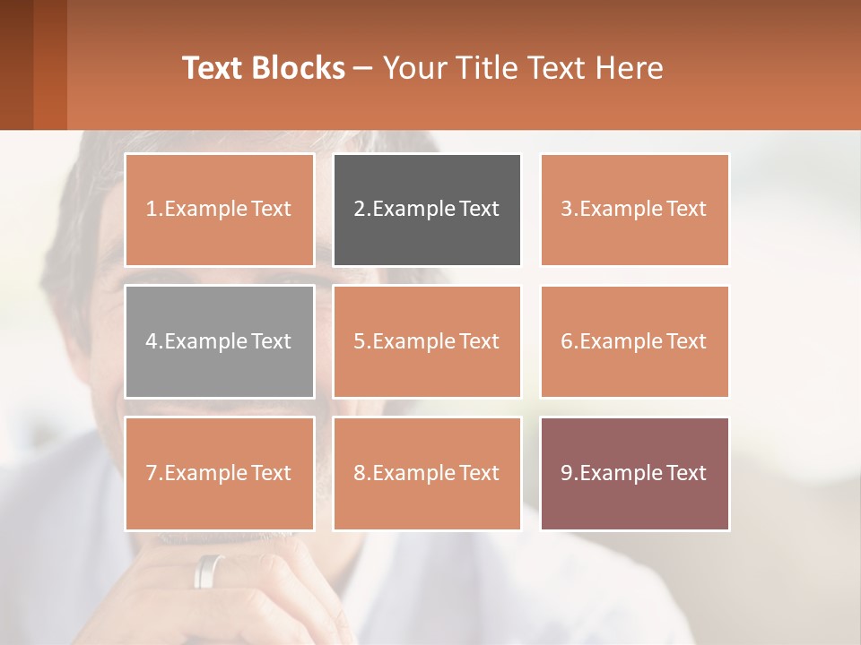 A Man Smiling With A Business Card In Front Of Him PowerPoint Template