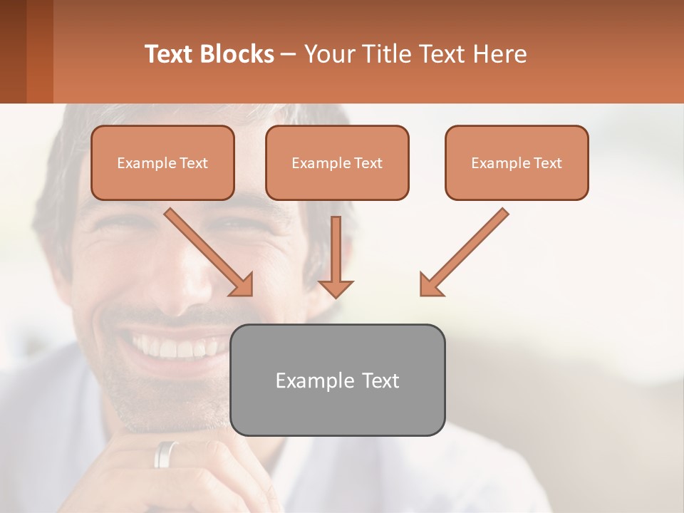 A Man Smiling With A Business Card In Front Of Him PowerPoint Template