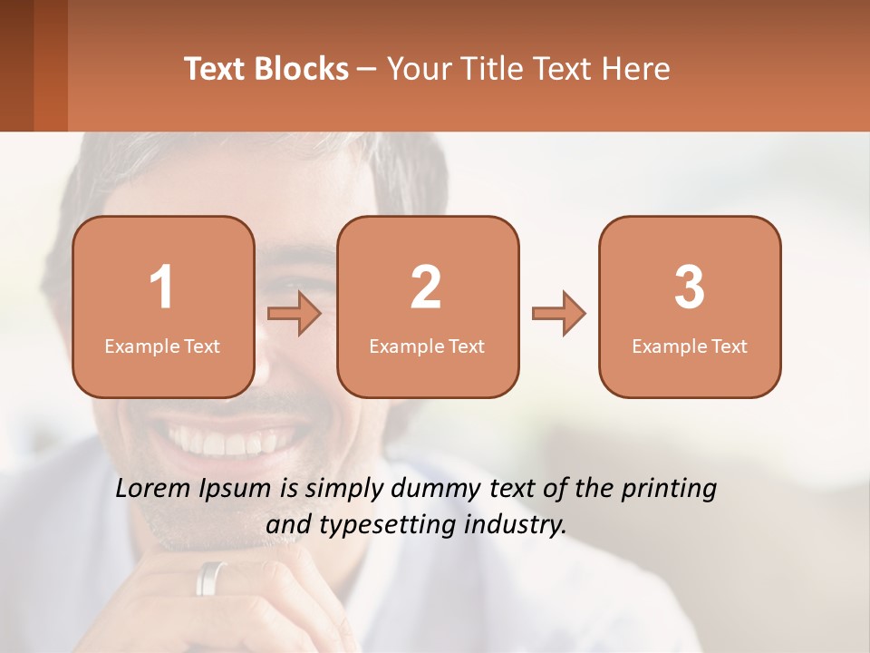 A Man Smiling With A Business Card In Front Of Him PowerPoint Template