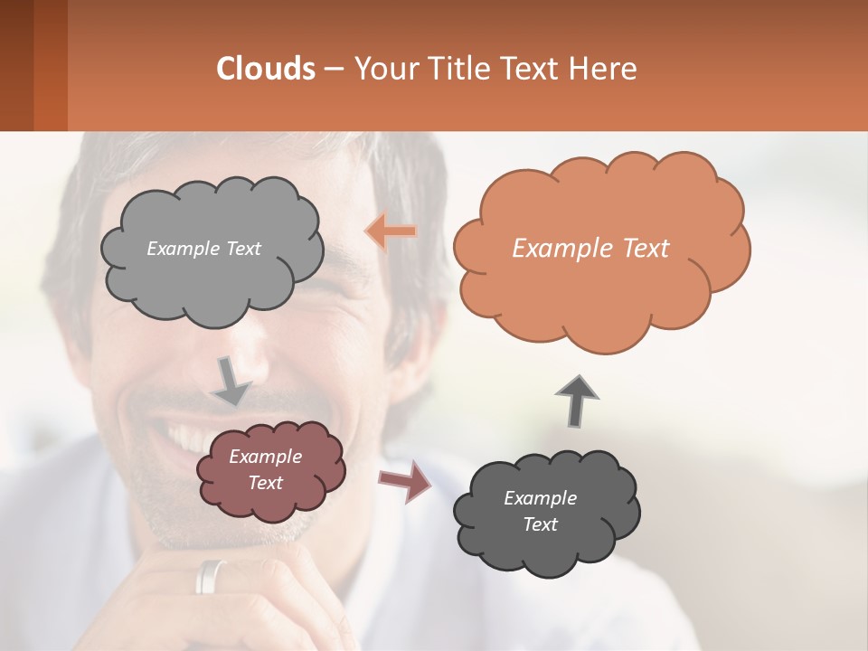 A Man Smiling With A Business Card In Front Of Him PowerPoint Template