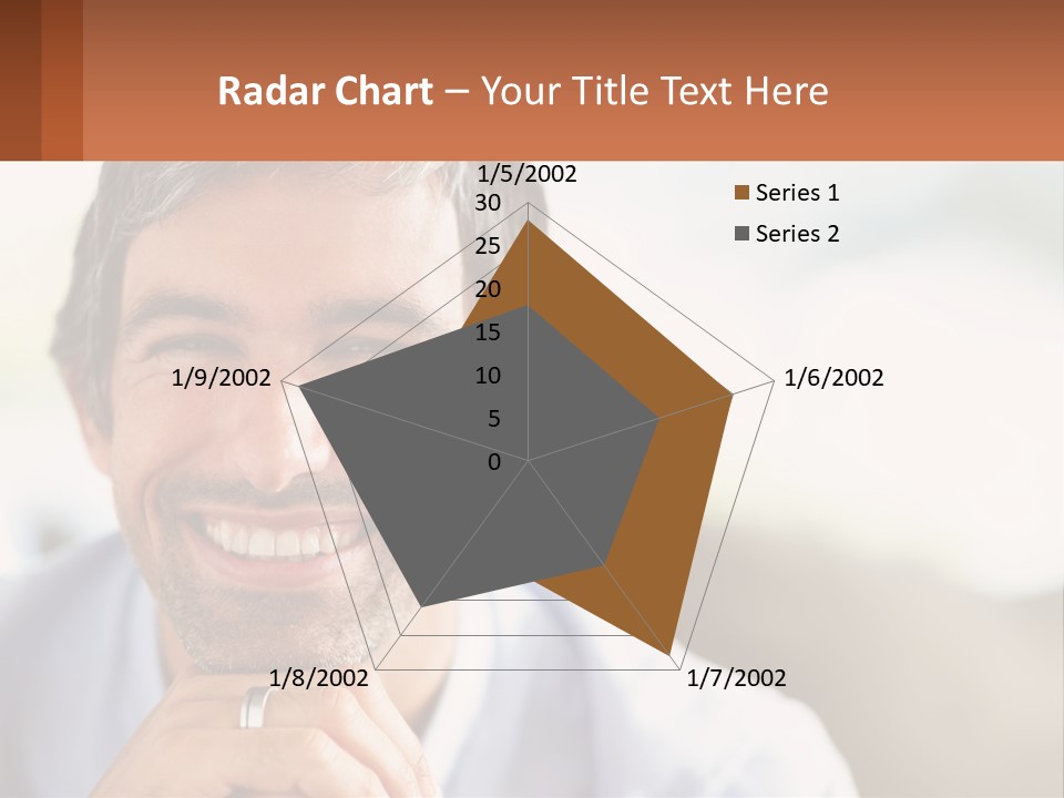 A Man Smiling With A Business Card In Front Of Him PowerPoint Template