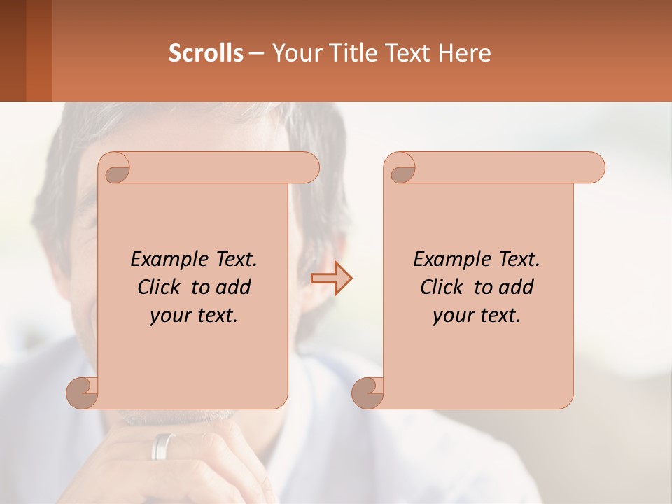 A Man Smiling With A Business Card In Front Of Him PowerPoint Template