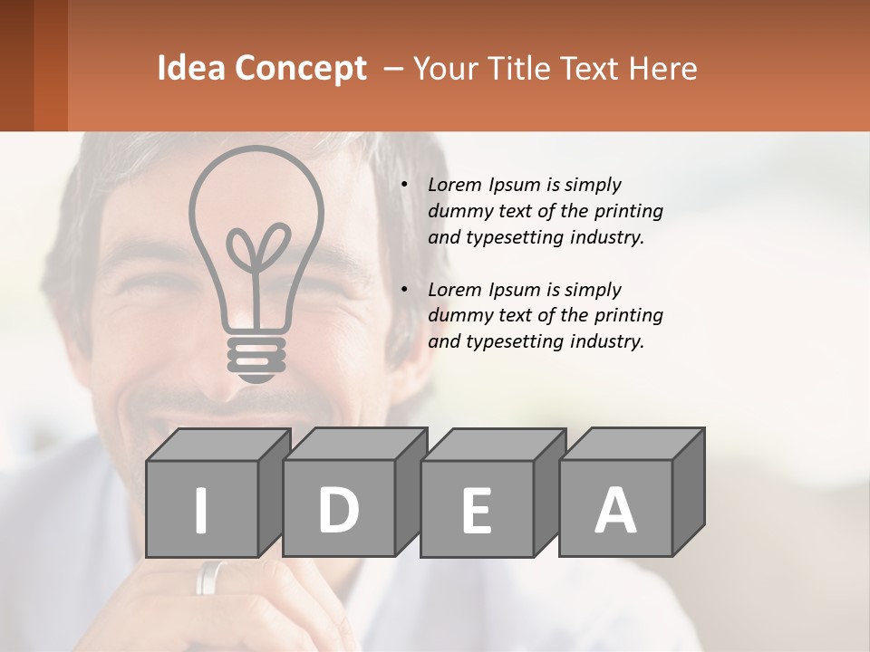 A Man Smiling With A Business Card In Front Of Him PowerPoint Template