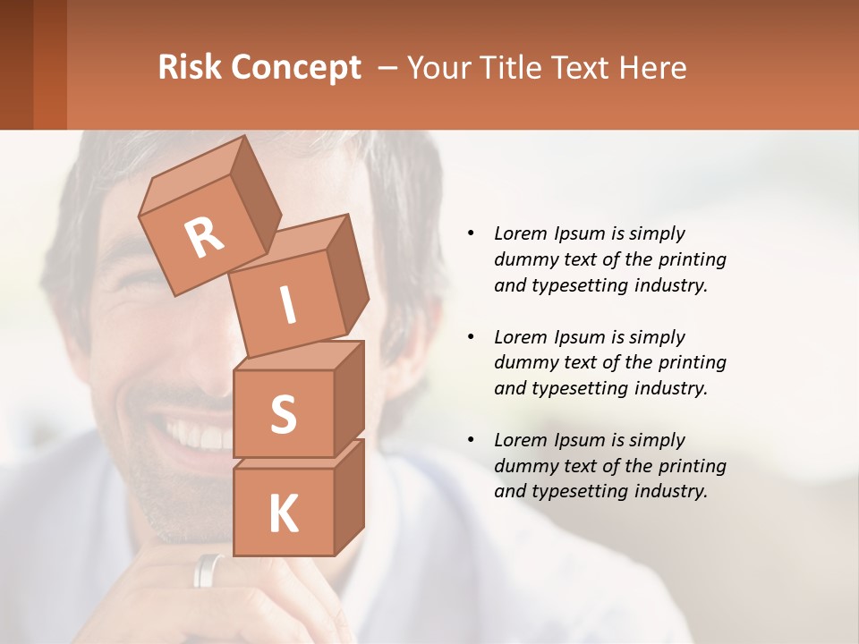 A Man Smiling With A Business Card In Front Of Him PowerPoint Template