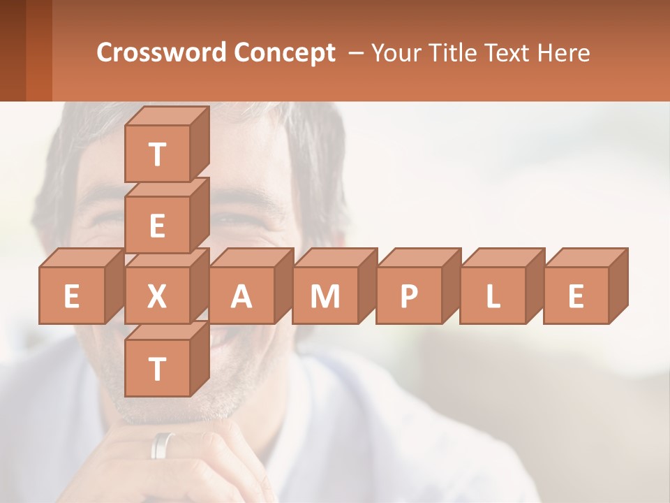 A Man Smiling With A Business Card In Front Of Him PowerPoint Template