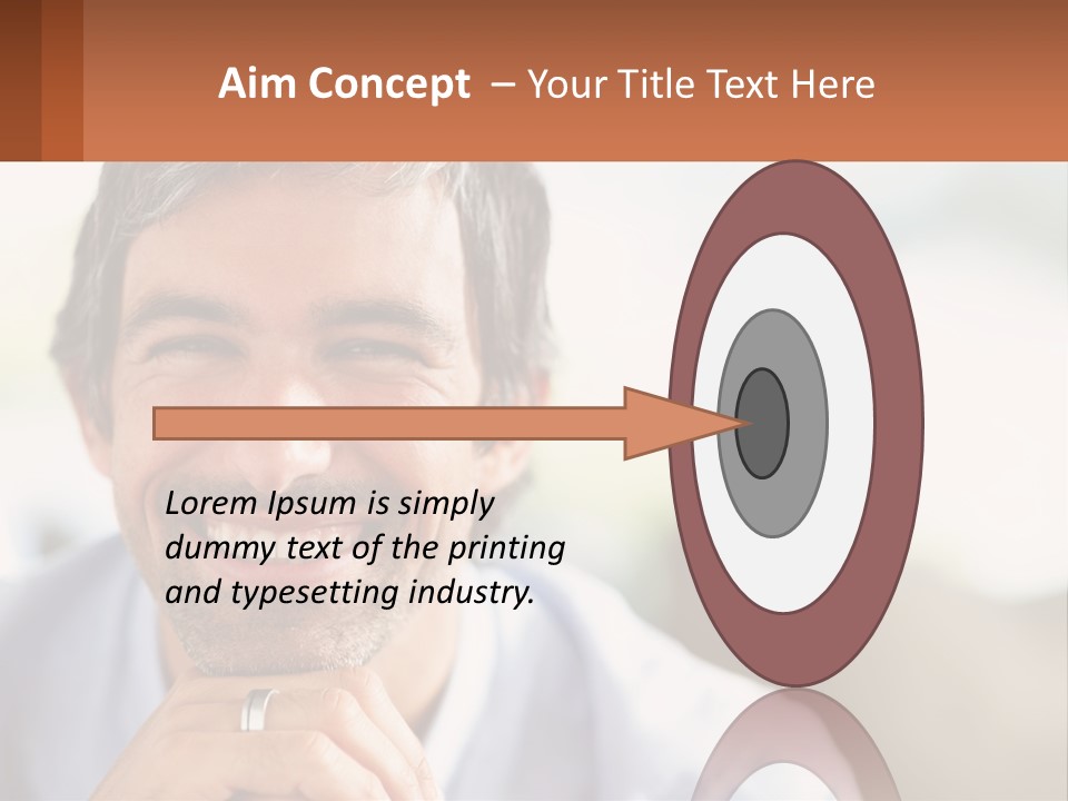 A Man Smiling With A Business Card In Front Of Him PowerPoint Template