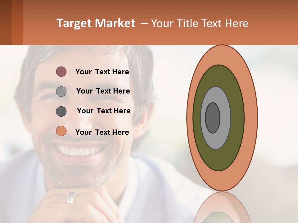 A Man Smiling With A Business Card In Front Of Him PowerPoint Template