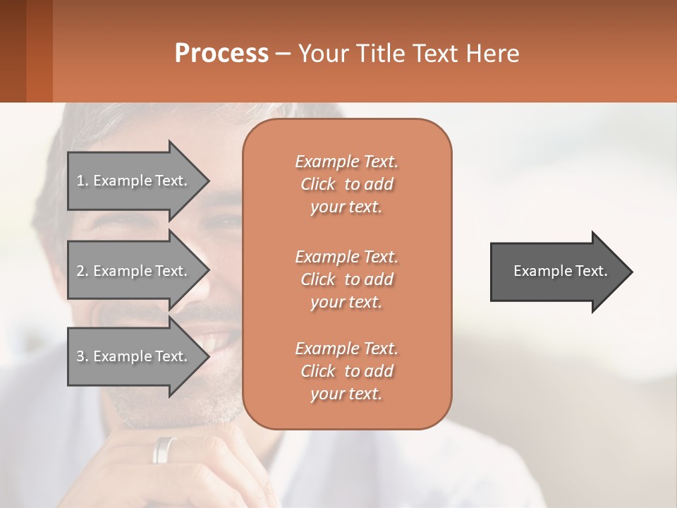 A Man Smiling With A Business Card In Front Of Him PowerPoint Template