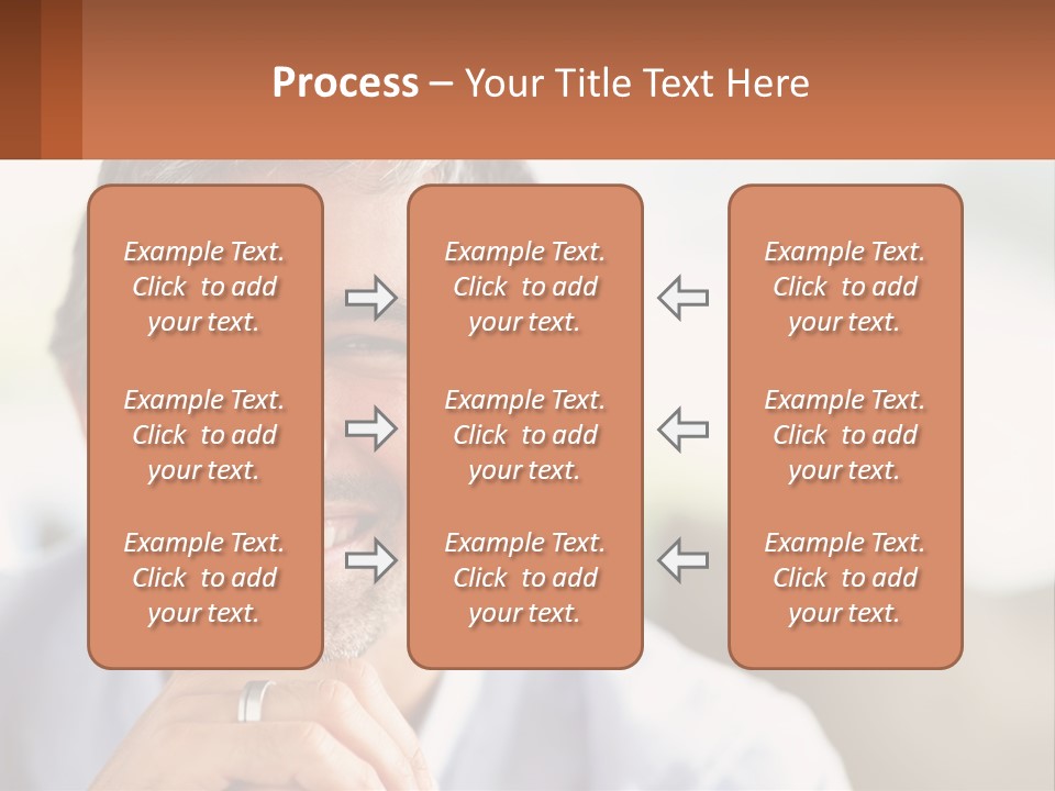 A Man Smiling With A Business Card In Front Of Him PowerPoint Template