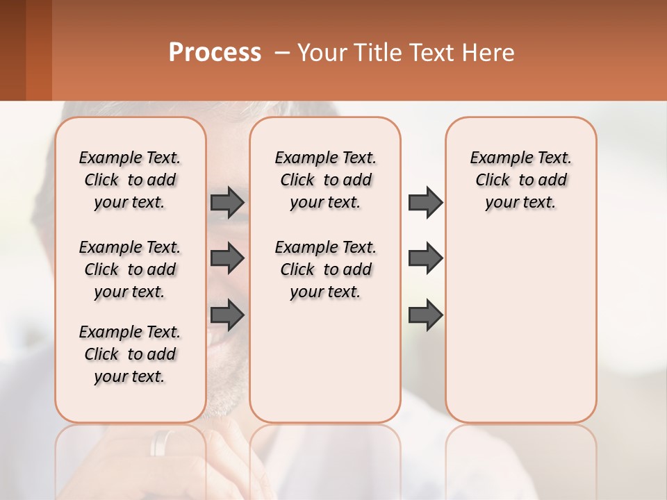A Man Smiling With A Business Card In Front Of Him PowerPoint Template