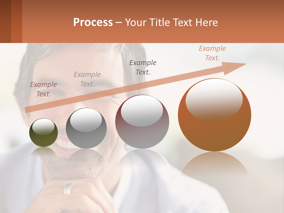 A Man Smiling With A Business Card In Front Of Him PowerPoint Template