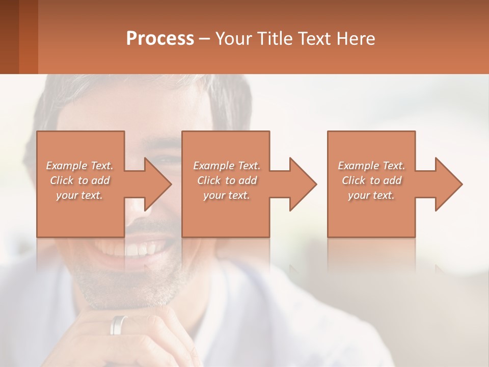 A Man Smiling With A Business Card In Front Of Him PowerPoint Template