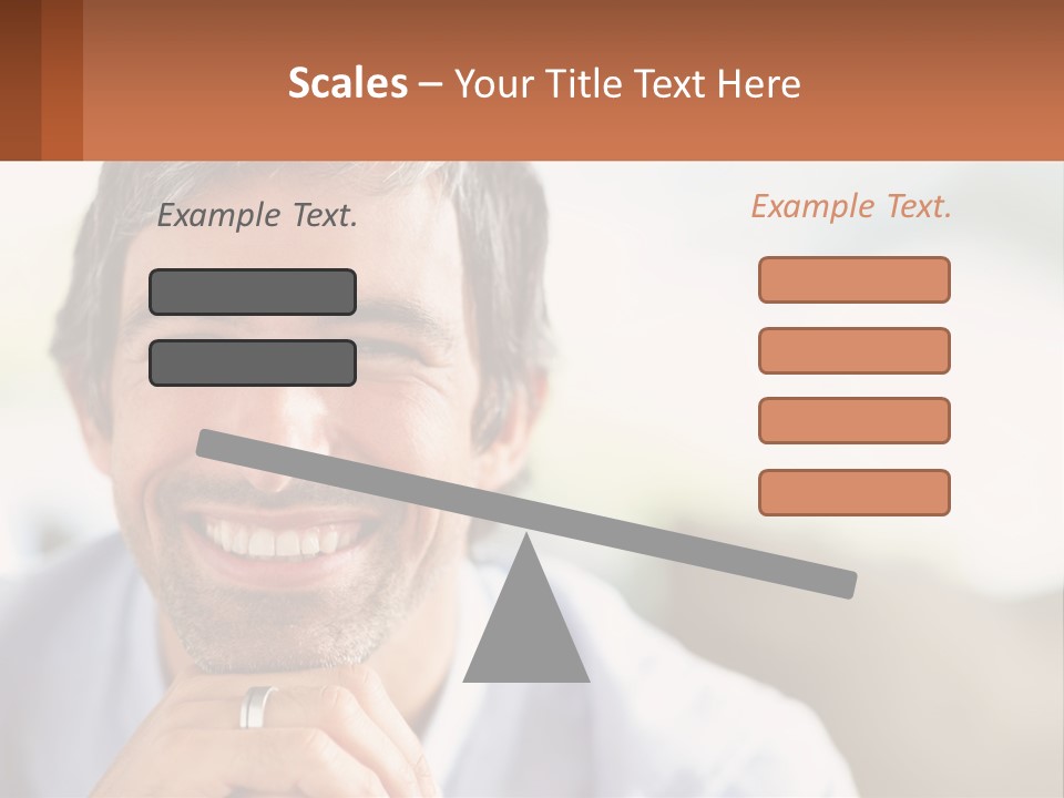 A Man Smiling With A Business Card In Front Of Him PowerPoint Template