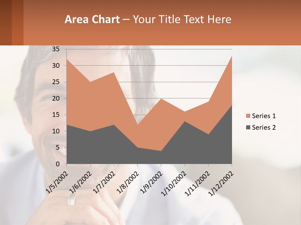 A Man Smiling With A Business Card In Front Of Him PowerPoint Template