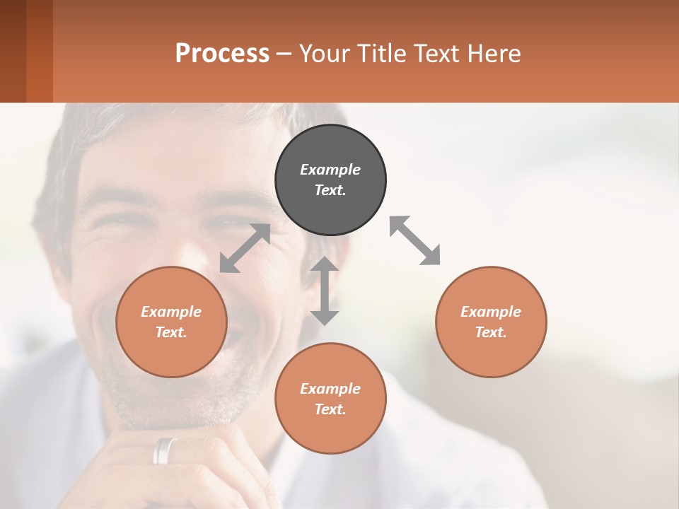 A Man Smiling With A Business Card In Front Of Him PowerPoint Template