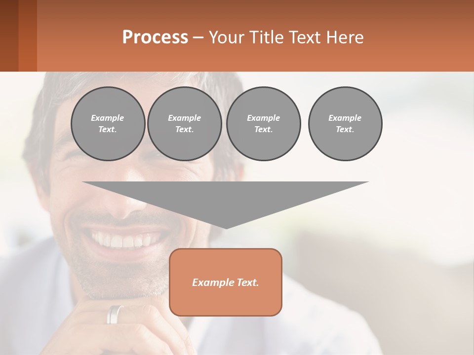 A Man Smiling With A Business Card In Front Of Him PowerPoint Template