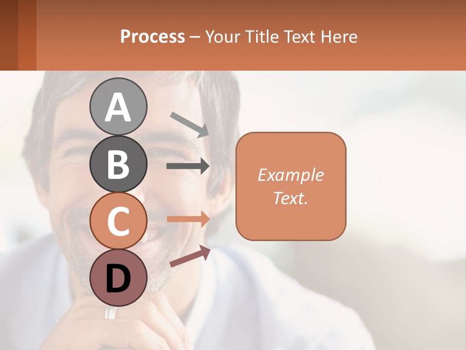 A Man Smiling With A Business Card In Front Of Him PowerPoint Template